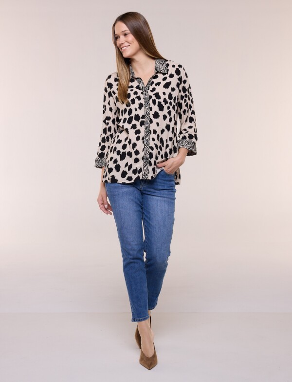 Camisa Estampado Combinado NEGRO/BEIGE
