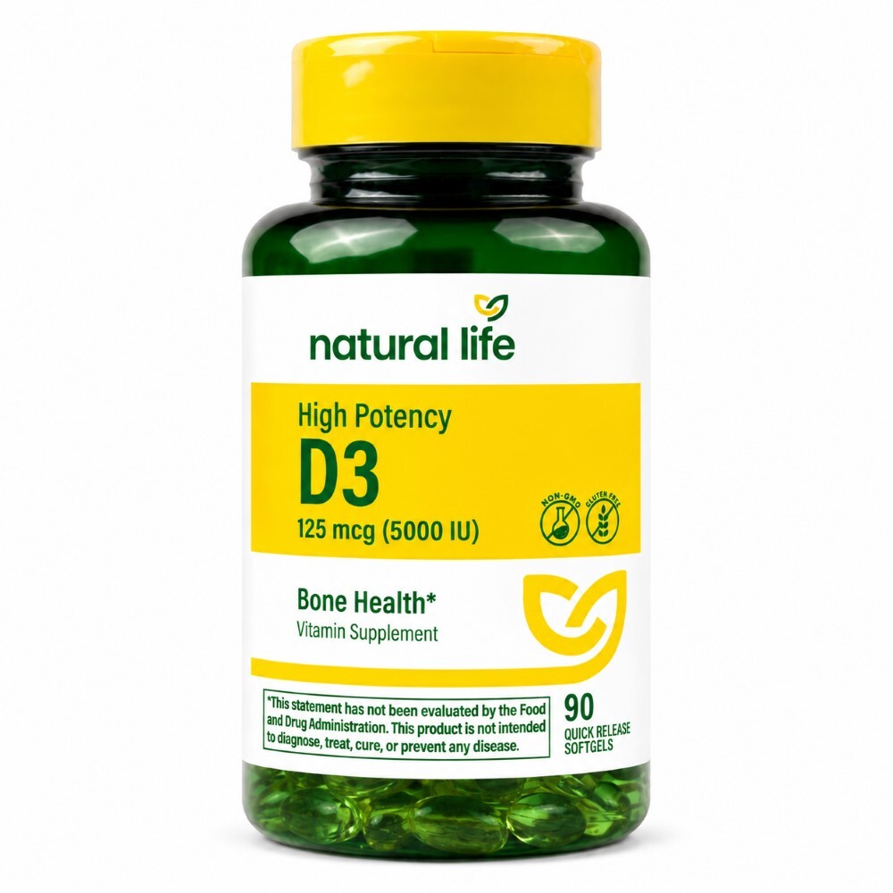 VIT. D3 125 MCG (5000 IU) NAT. LIFE FR. única