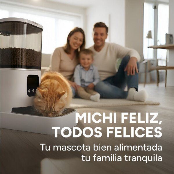Comedero Dispensador Automático Inteligente Wifi Perro Gato Color Blanco Negro