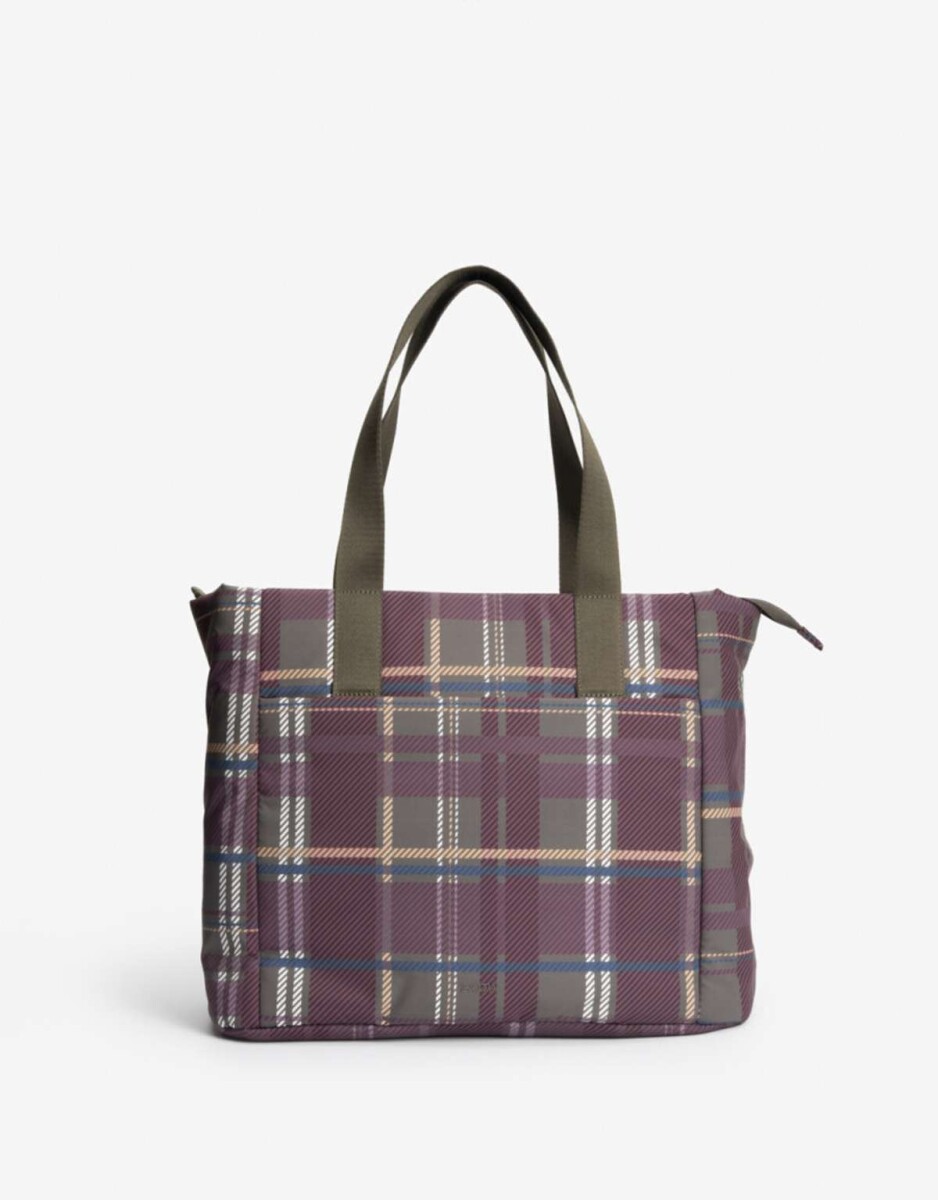 Cartera Shopper Con Doble Asa De Hombro - Estampado Escoces 