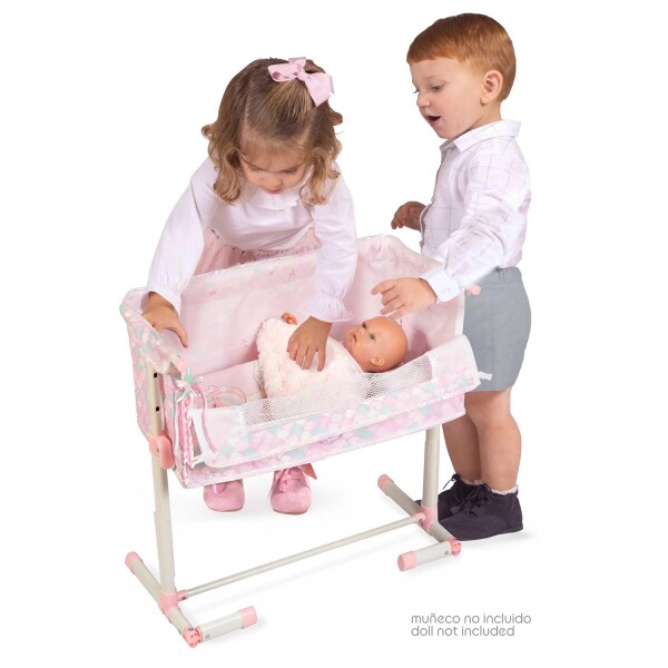 Cuna Muñeca De Cuevas Juguete Duerme Conmigo Altura Reguable Variante Color Rosa