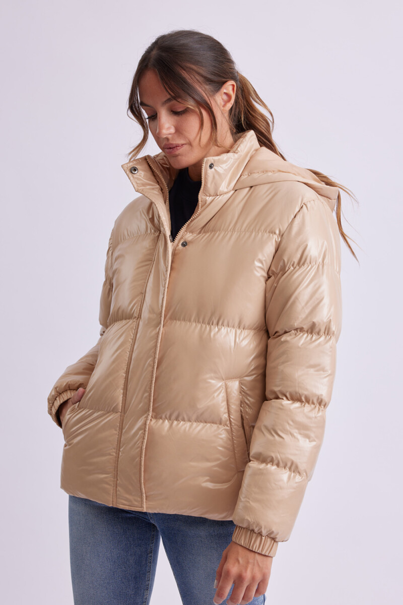 Campera de abrigo con capucha Taupe