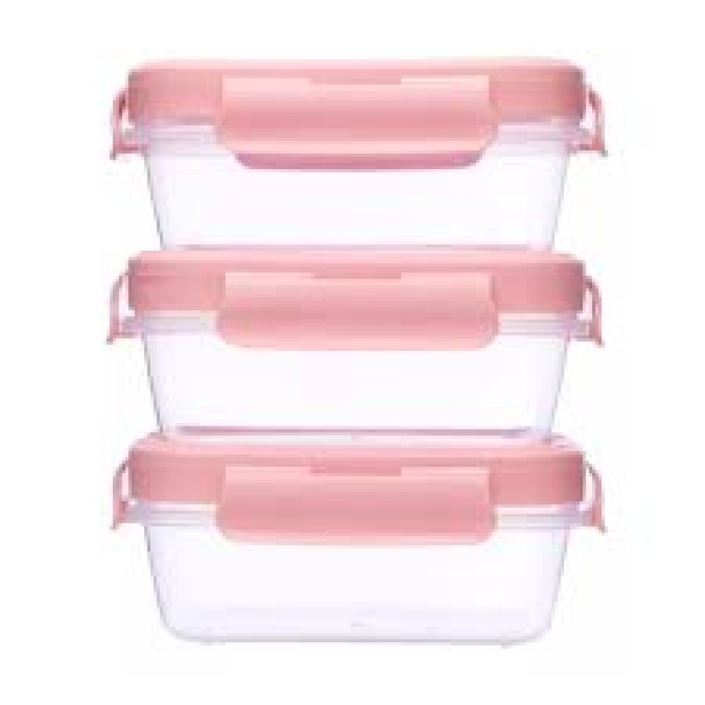 Set Tuppers X3 Herméticos BUBA rosa