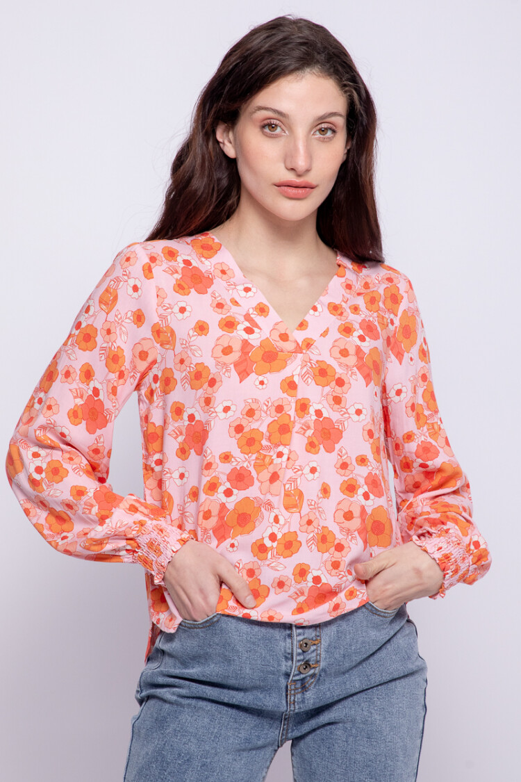 BLUSA AVA Rosa Hibisco