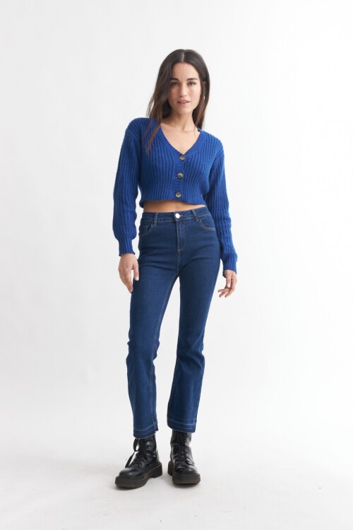 Cardigan con manga balloon AZUL