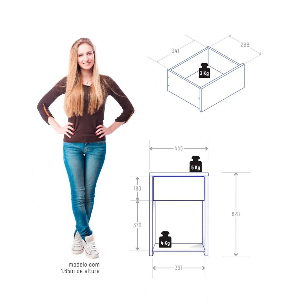 Mesa de Luz 1 Cajón - Triunfo Blanco