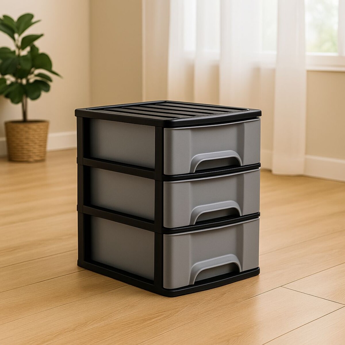 Gavetero cajonera 3 cajones Plasnew - GRIS 