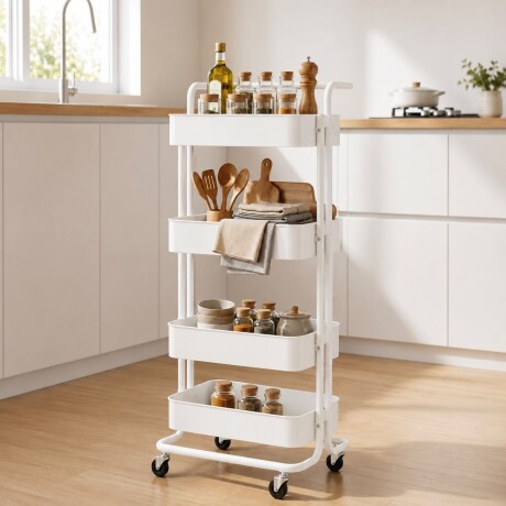 Carrito Organizador Metálico Multiuso Blanco - 4 niveles Carrito Organizador Metálico Multiuso Blanco - 4 niveles