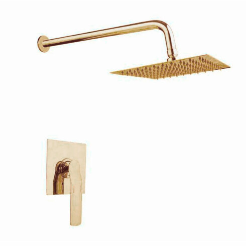 Griferia De Ducha De Embutir Linea Modena Aqualia Color Oro Sin Transferencia, Incluye Brazo Y Roseta DORADO-BRUSHED GOLD