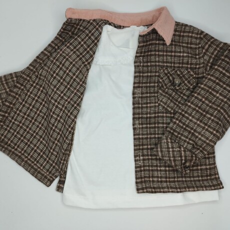 Saco marrón cuello pana rosa Saco marrón cuello pana rosa