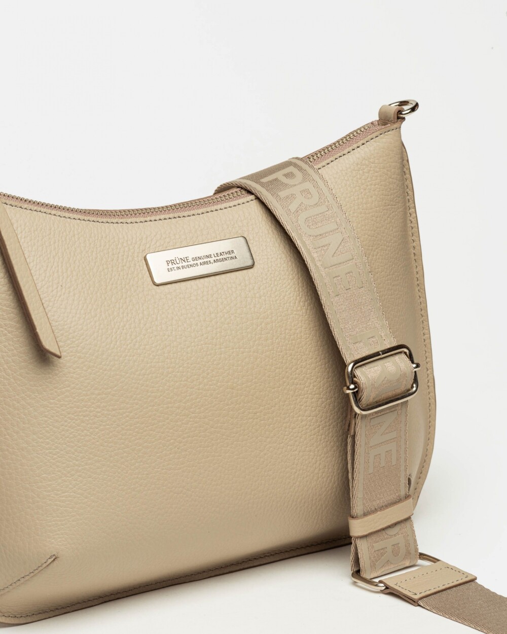 Bandolera Mia en cuero graneado Taupe