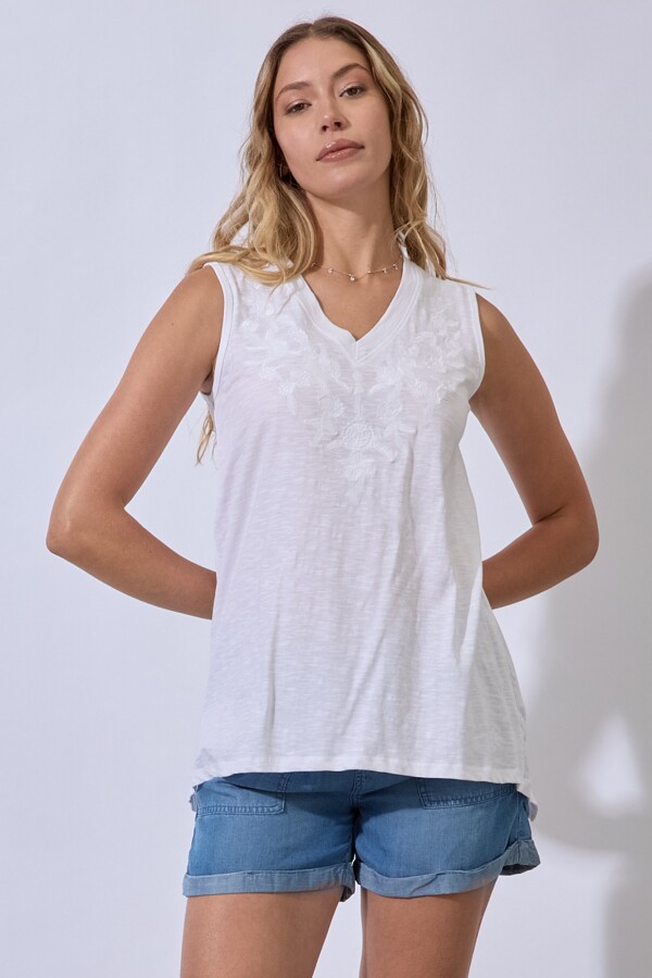 Musculosa Bordada BLANCO