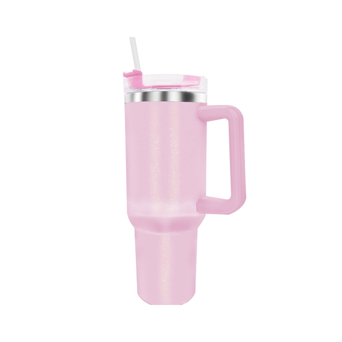Vaso termico de acero con asa - Rosado 