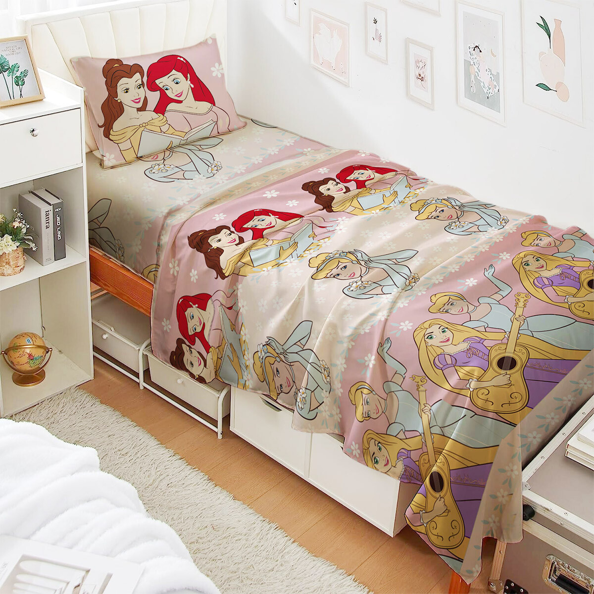 Juego Sábanas Infantil Princesas Disney 1 Plaza 100% Microfibra - ROSA 