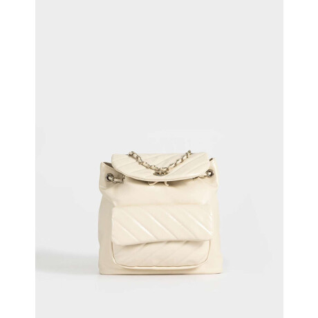 Mochila Puffy Con Solapa Blanco Crudo