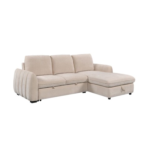 Rinconera Cama Thesi (C/Baúl) - Tela Microfibra - Chaise derecho City 102 (Beige)
