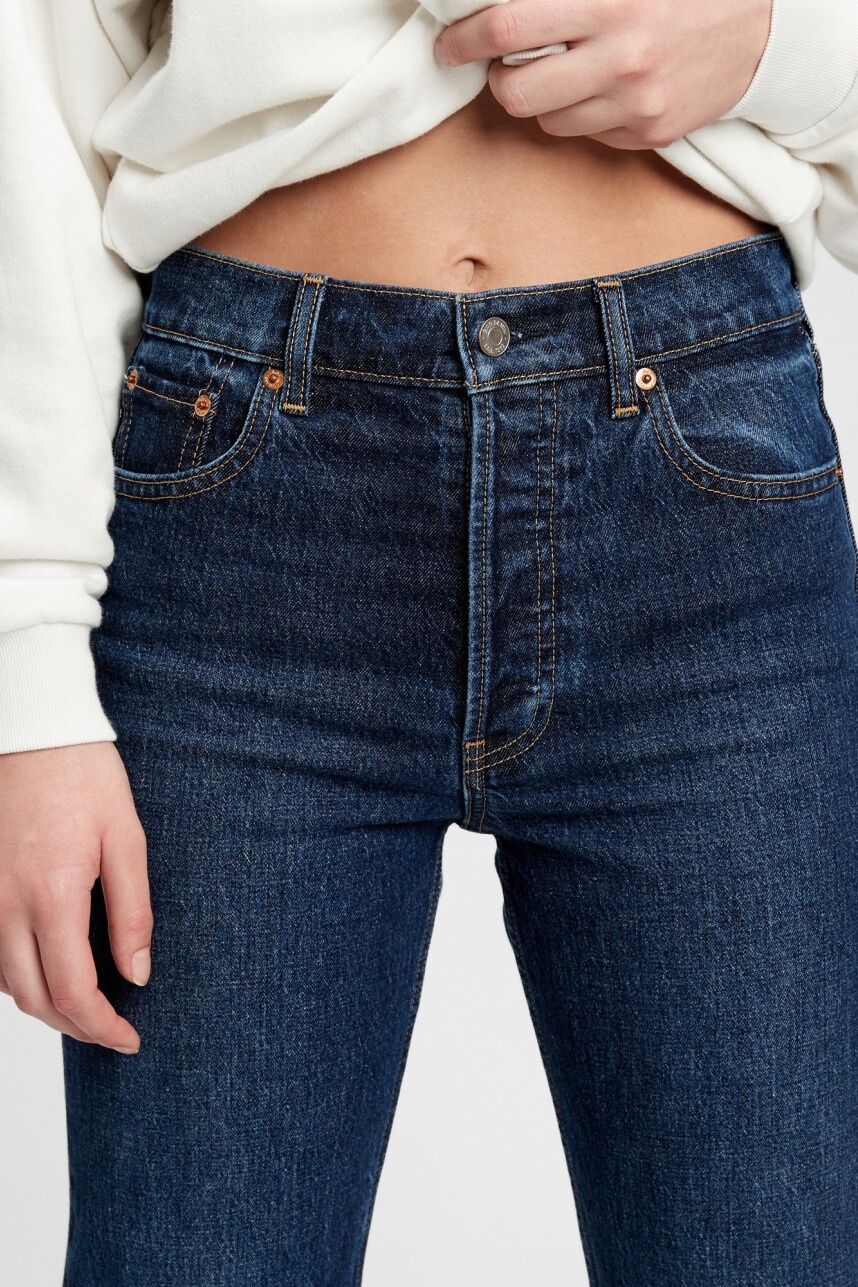 Jean Cheeky Straight Tiro Alto Mujer Dark Indigo V2