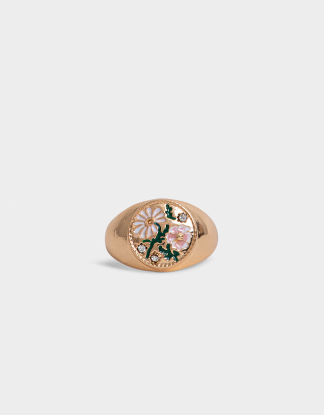 Anillos Medianos y Grandes Con flores Anillo Con Flores - Dorado