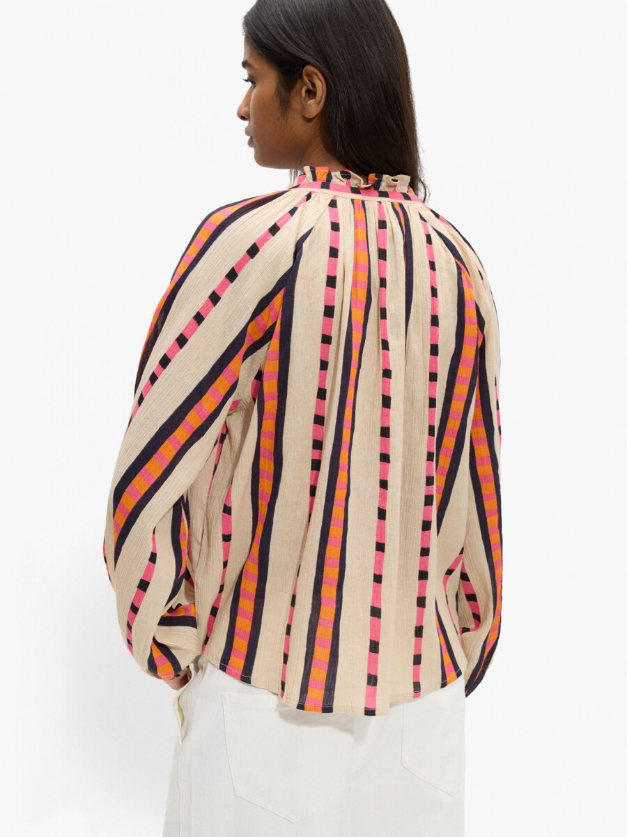Blusa Estampado Contraste 100% Algodón naranja