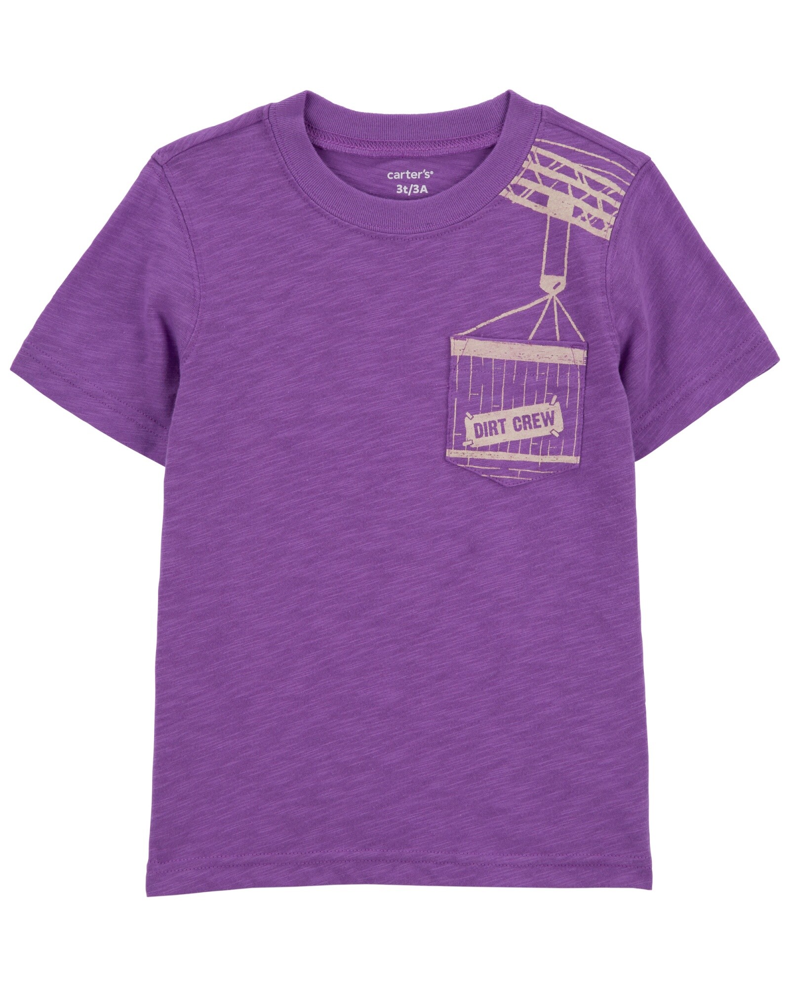 Remera de algodón, manga corta, estampa construcción Sin color
