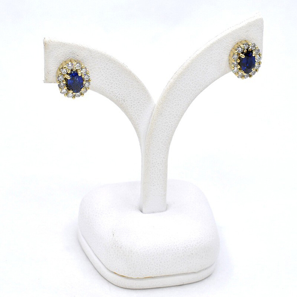 Caravanas En Oro 18K Con Zafiros Y Brillantes Caravanas En Oro 18K Con Zafiros Y Brillantes