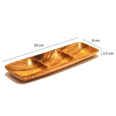 Copetinero Rectangular 3 Divisiones Madera 20x9x2.5Cm Picada Marrón