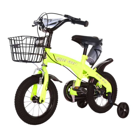 Bicicleta Para Niño Verde C/Canasto Rodado 16 Amarillo