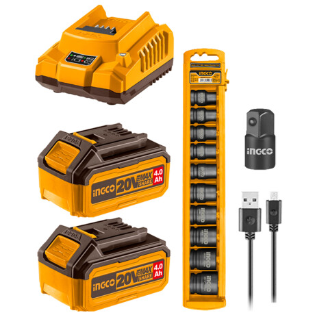 Set de Llave de Impacto + Cricket a Batería + Linterna + Accesorios Ingco COSLI240461 Set de Llave de Impacto + Cricket a Batería + Linterna + Accesorios Ingco COSLI240461