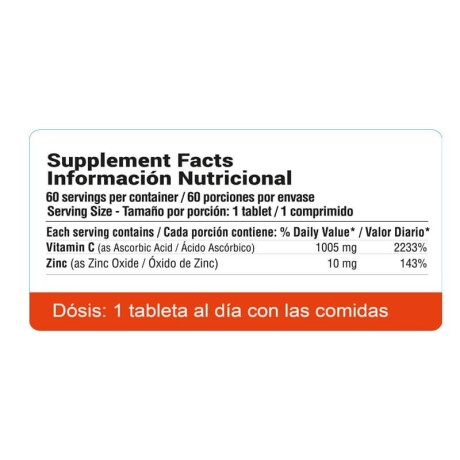 Super Vitamina C y Zinc 60 cáps Qualivits Super Vitamina C y Zinc 60 cáps Qualivits