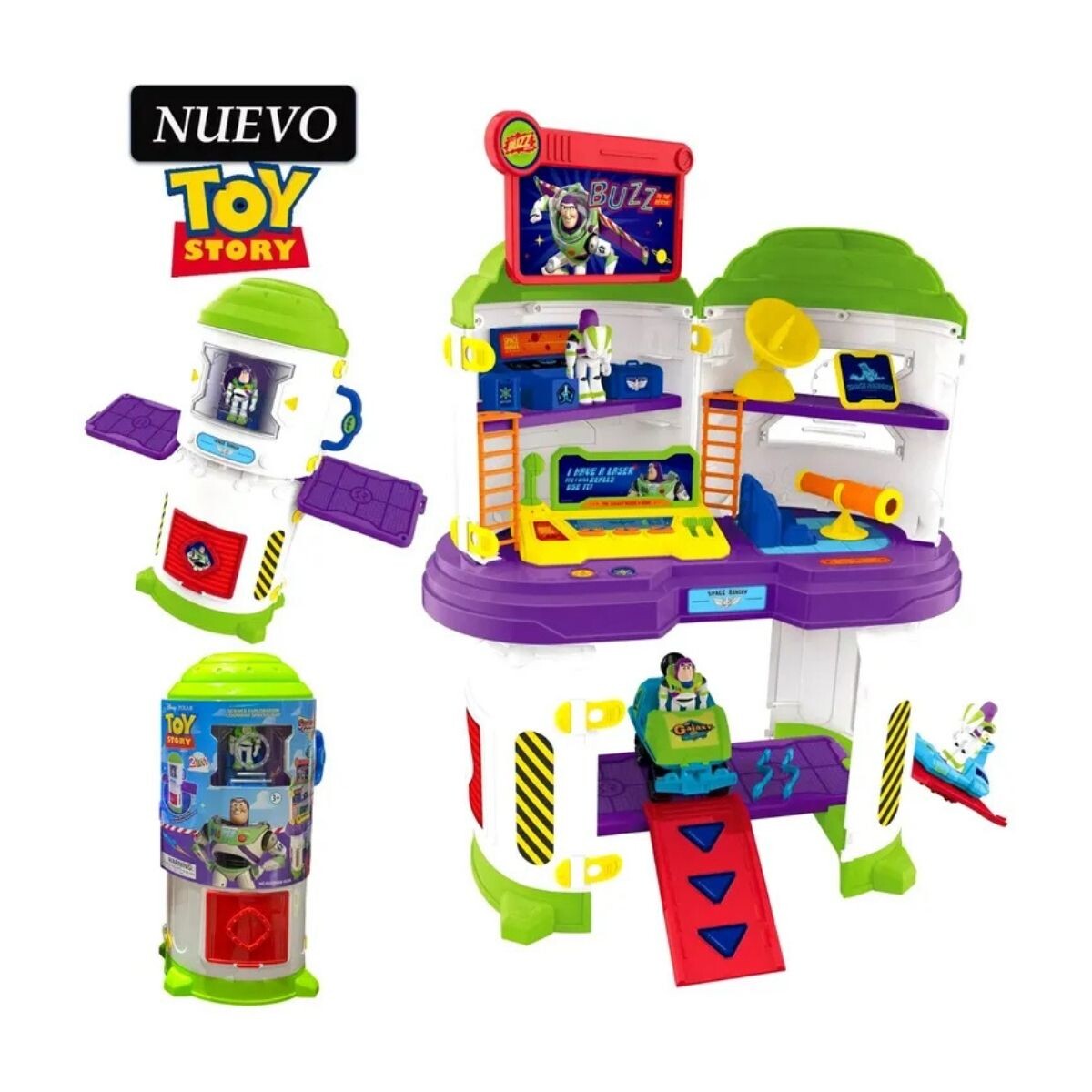 Base Espacial Disney Buzz Lightyear 2 en 1 Luces y Sonido - VERDE-LILA-BLANCO 