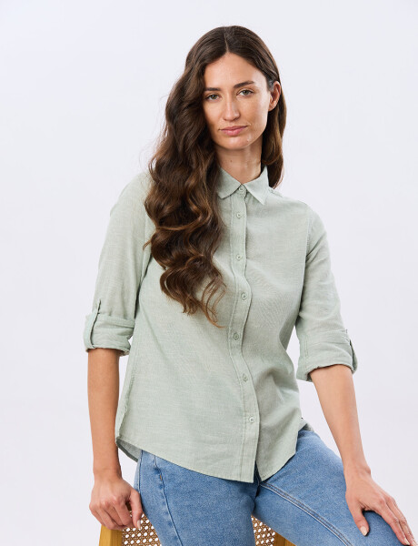 CAMISA LISA DE LINO Menta