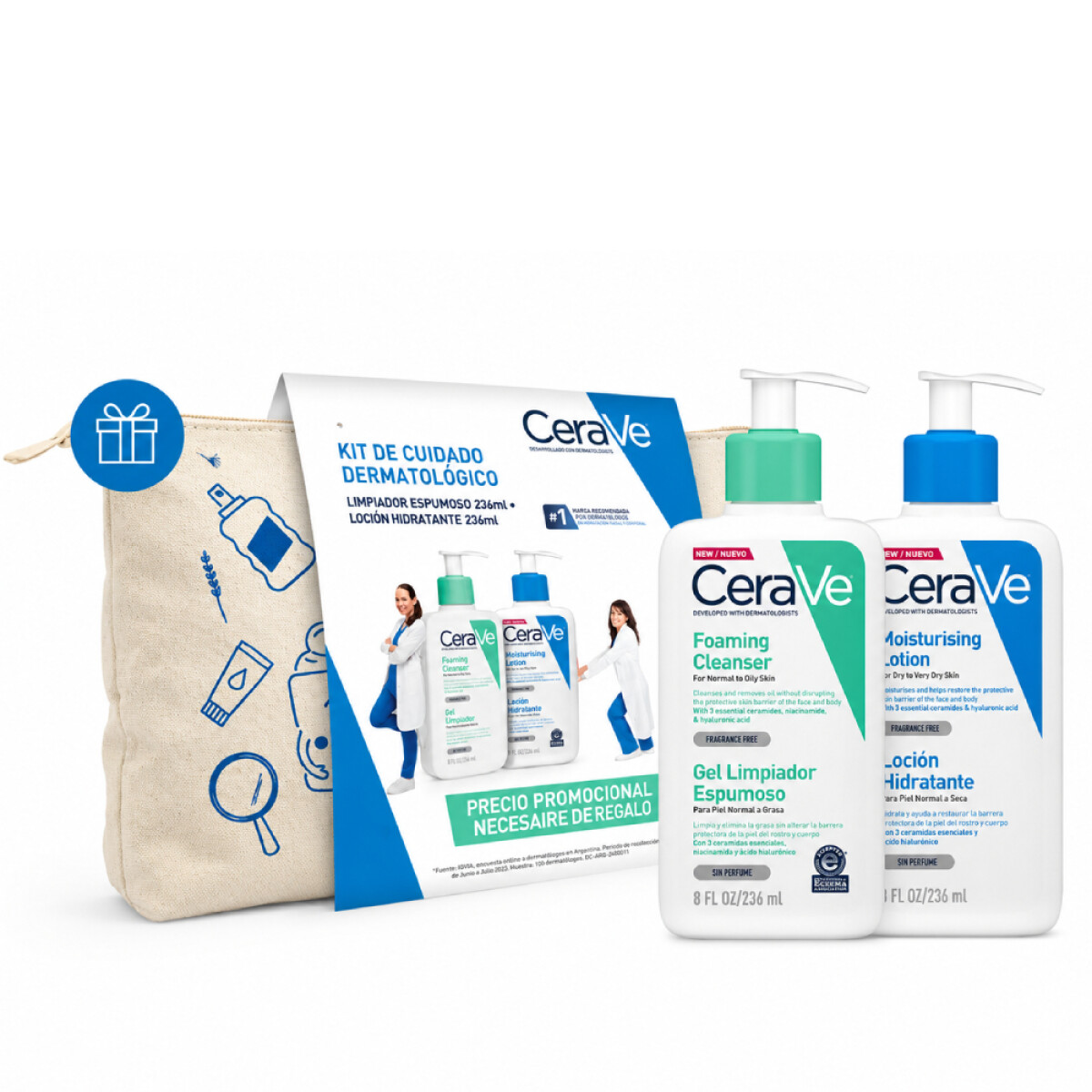 Set Hidratante Facial CeraVe Moisturising Lotion + Foaming Cleanser 2 Unidades 