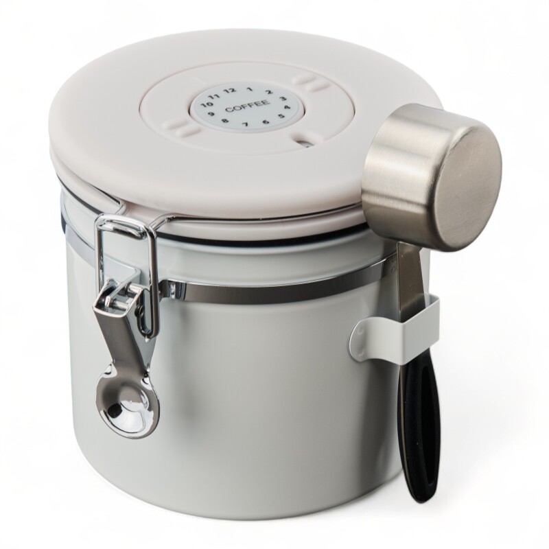 Recipiente Hermetico Ac Inox Para Granos Valv Co2 1.2lt Blanco