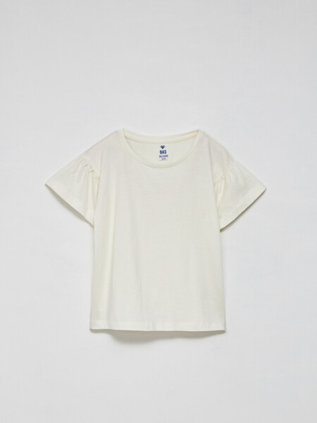 Camiseta manga corta volado Crudo