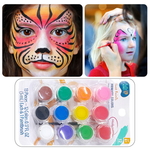 3x2 Kit de pinturas para rostro 12 pinturas y pincel 3x2 Kit De Pinturas Para Rostro 12 Pinturas Y Pincel