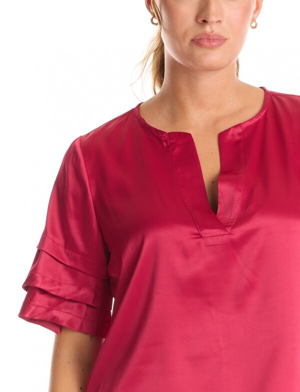 Blusa Saten Volados BORDEAUX