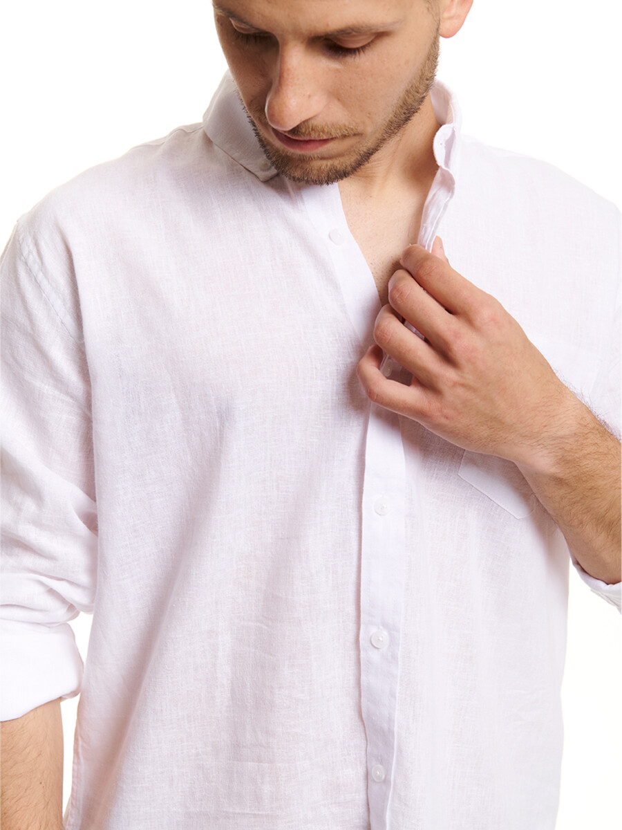 Camisa m/l lino - blanco 