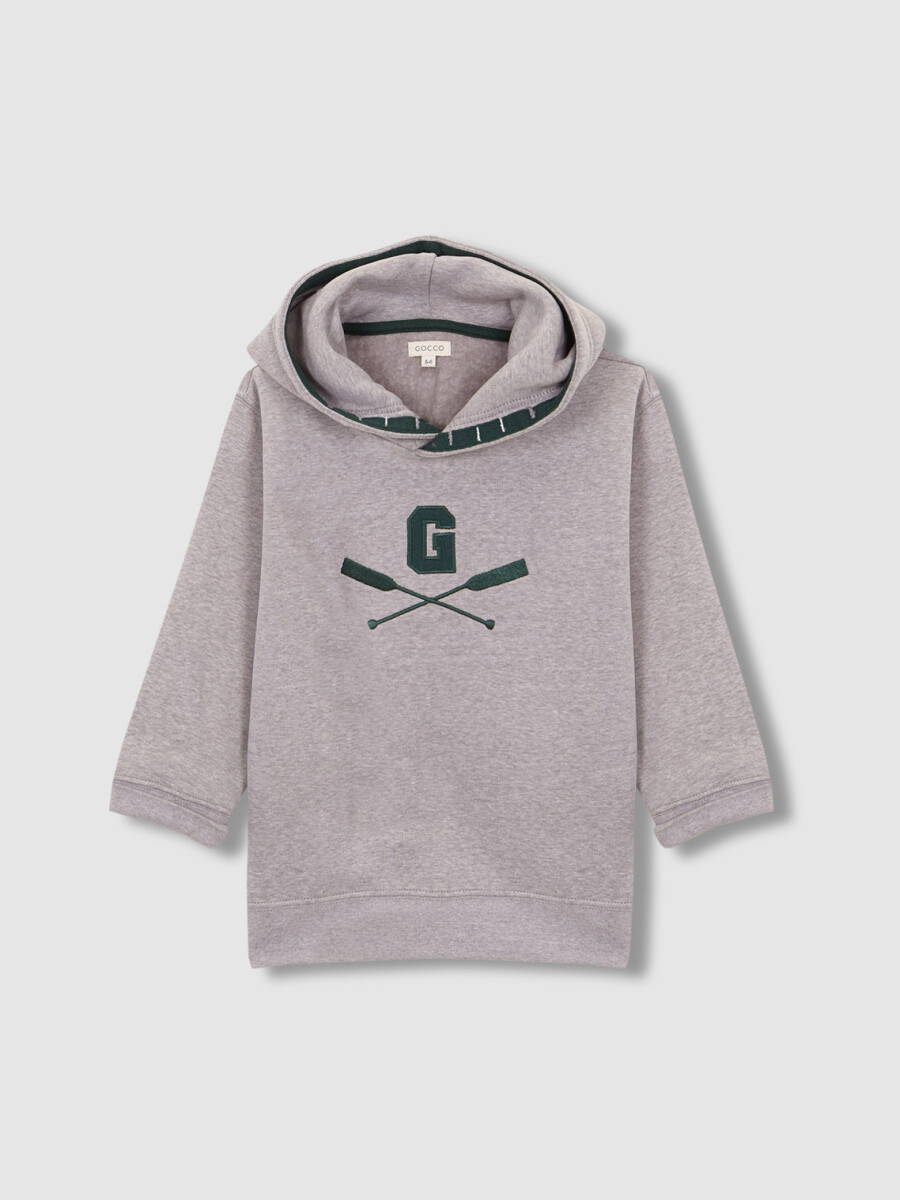 Sudadera Gris Con Parche Central Gris Melange