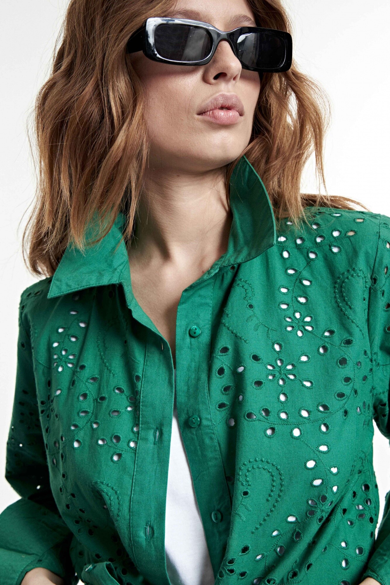 Camisa de broderie verde Lolita