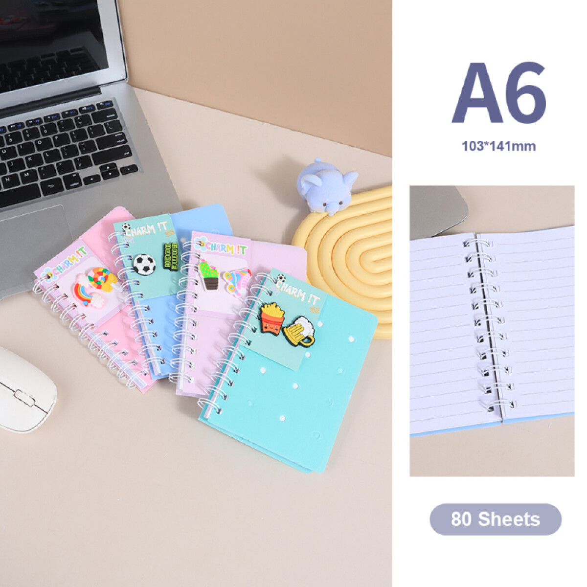 Cuaderno + 2 Pins - A6 - 80 Hojas A Rayas 