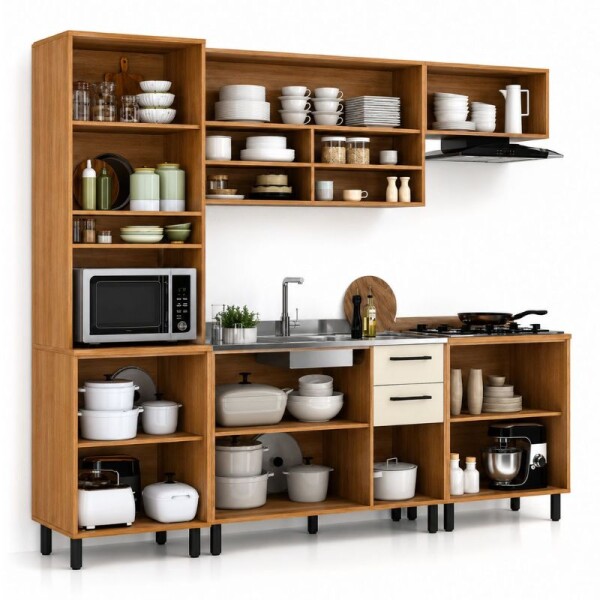 COCINA MODULADA 2.55 MT ROBLE/CHAMPAGNE - HAVANA COCINA MODULADA 2.55 MT ROBLE/CHAMPAGNE - HAVANA