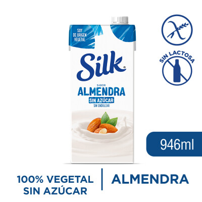 Leche Vegetal Silk Almendra sin azúcar 946 ml Bebida Silk Almendra S/a 1l