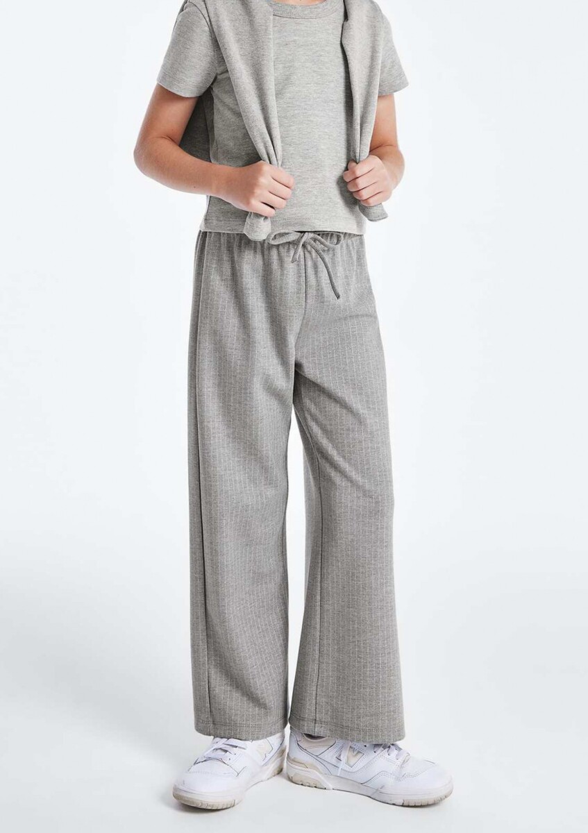 PANTALONES DE PIERNA ANCHA A RAYAS - GRIS 