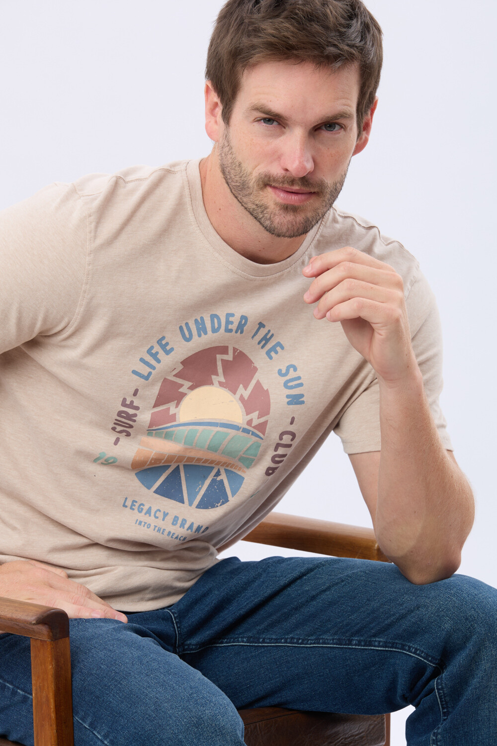 REMERA ESTAMPADA DE ALGODÓN Beige