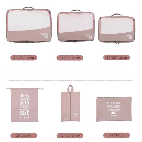 Set X6 Organizadores de Equipaje Valija Mochila Ropa p/Viaje Rosa