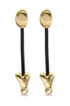 PENDIENTES LARGOS DE CUERO Y ALEACIÓN DE METALES BAÑADOS EN ORO 18K Y CORAZONES Pendiente