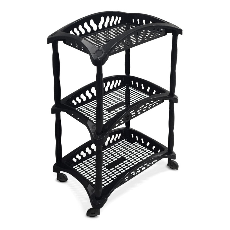 Organizador De Cocina Frutero Baño 3 Estantes Plástico Negro
