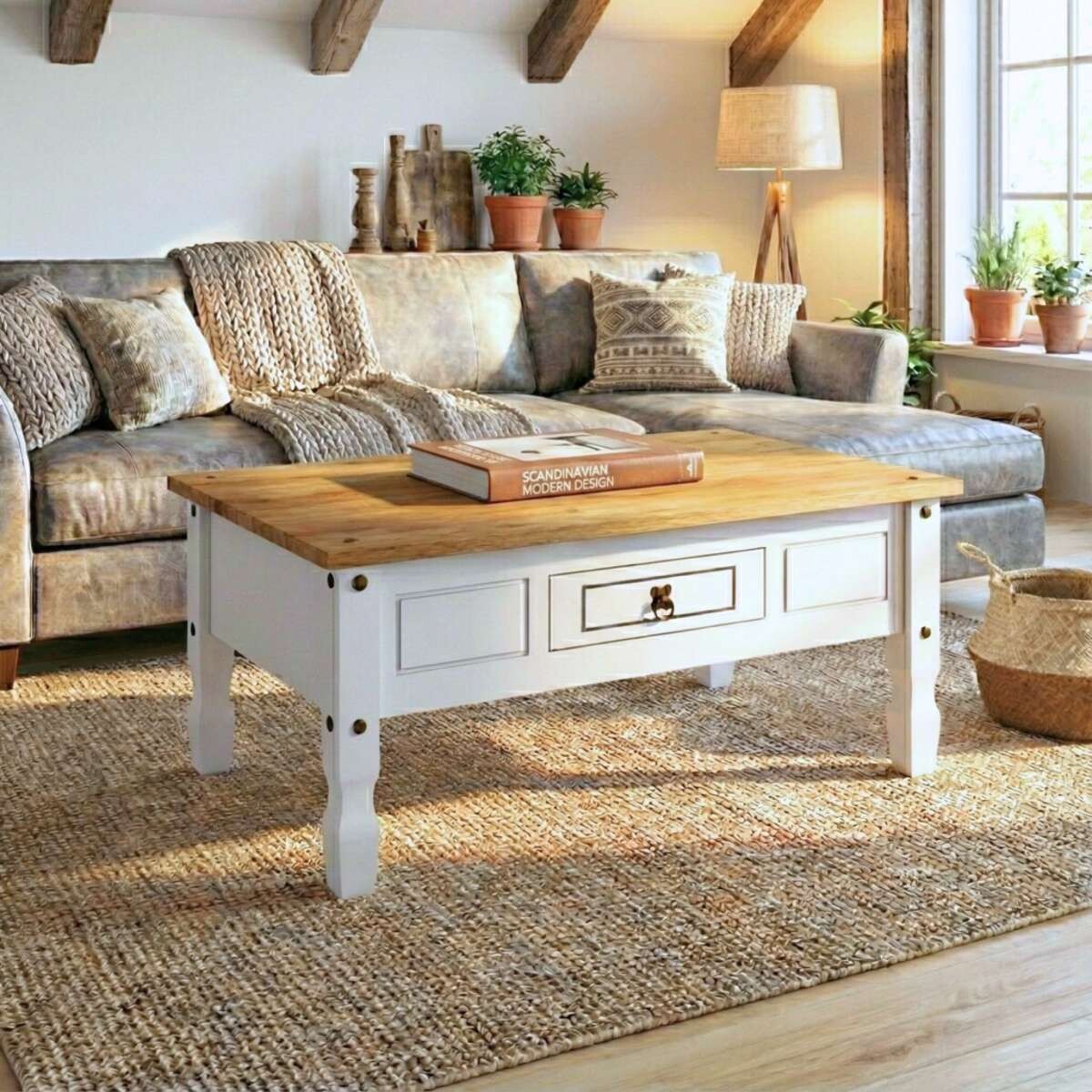 Mesa de Centro Linea Mexicana 100x60cm - Blanco 