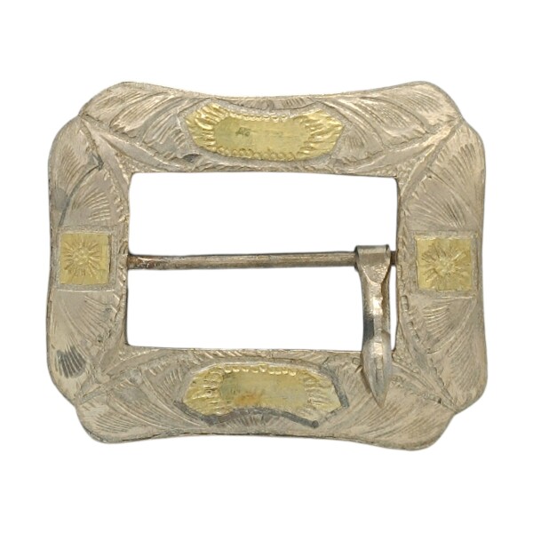 HEBILLA RECTANGULAR PLATA Y ORO 02 Plateadouniforme