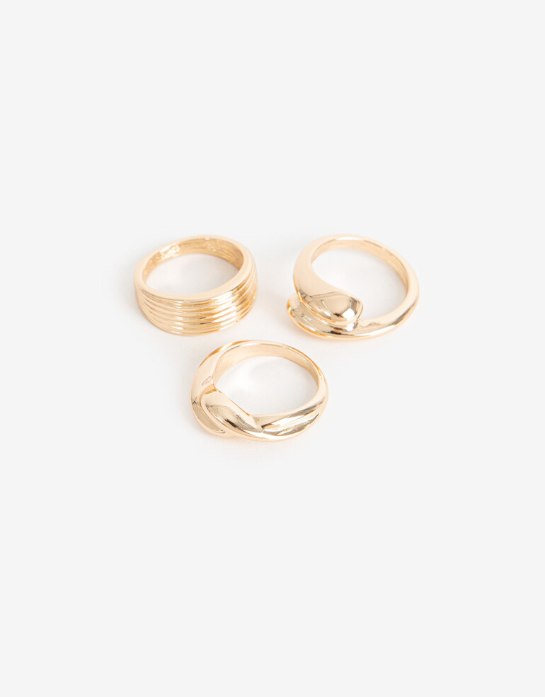 Sets Anillos Metal Anillo Set Metal - Dorado